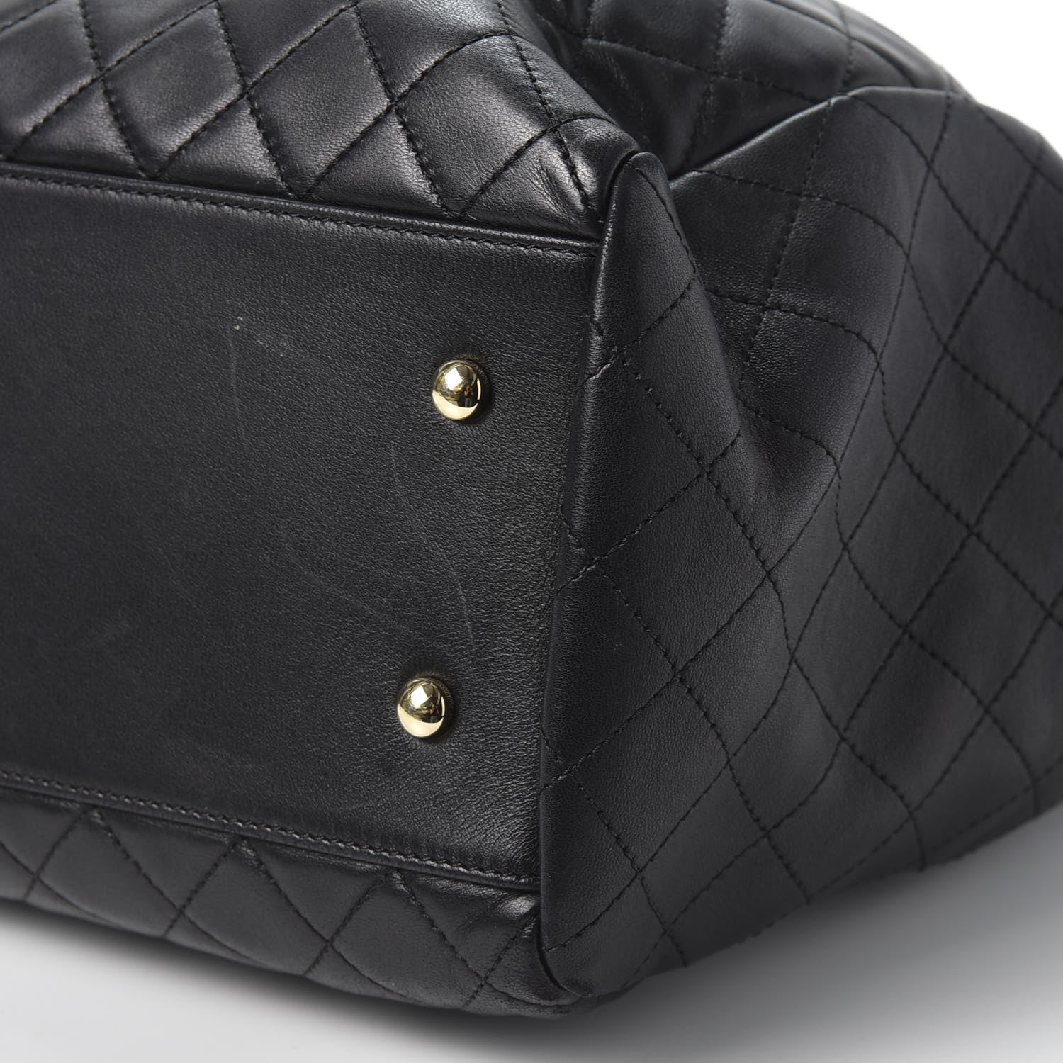 Chanel Lambskin Quilted Large Drawstring Bag Black 6 of 10