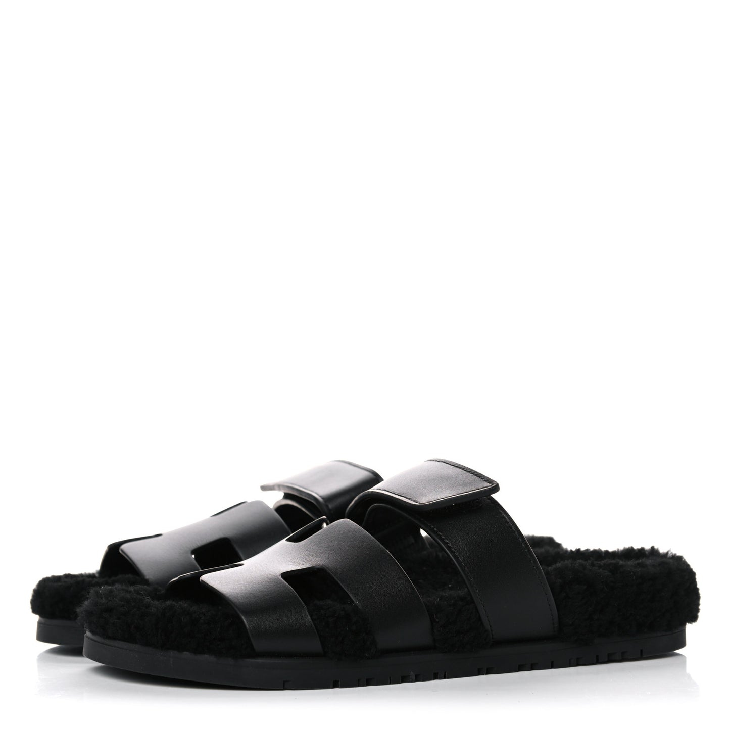 Calfskin Woolskin Womens Chypre Sandals 37 Black