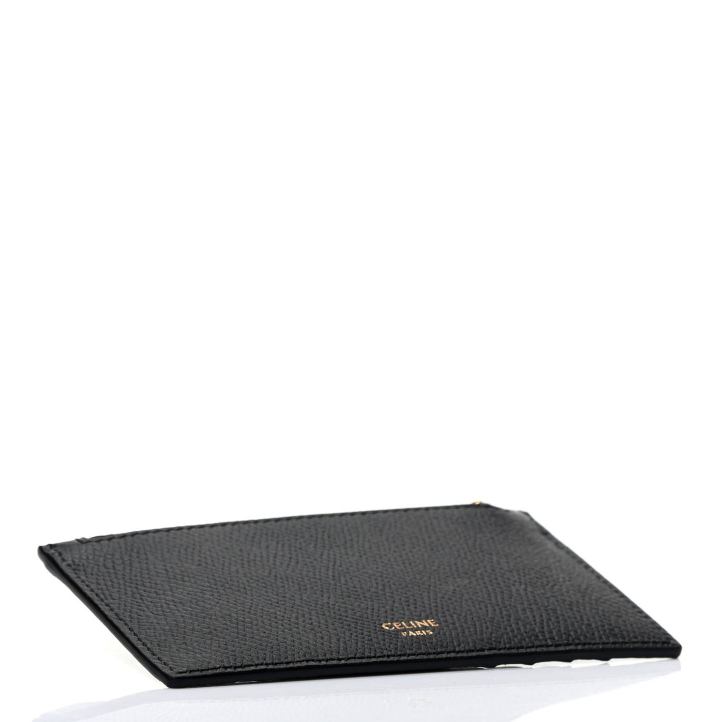 Grained Calfskin Unlock Your Fantasies Zipped Card Holder Black