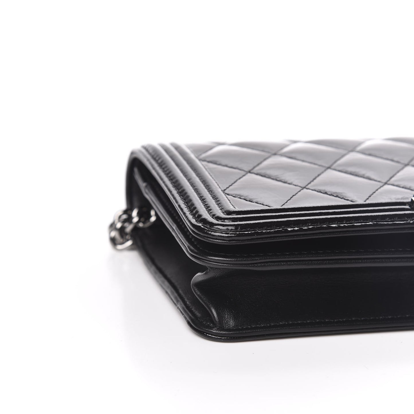 Glazed Calfskin Calfskin Quilted Boy Wallet On Chain WOC Black