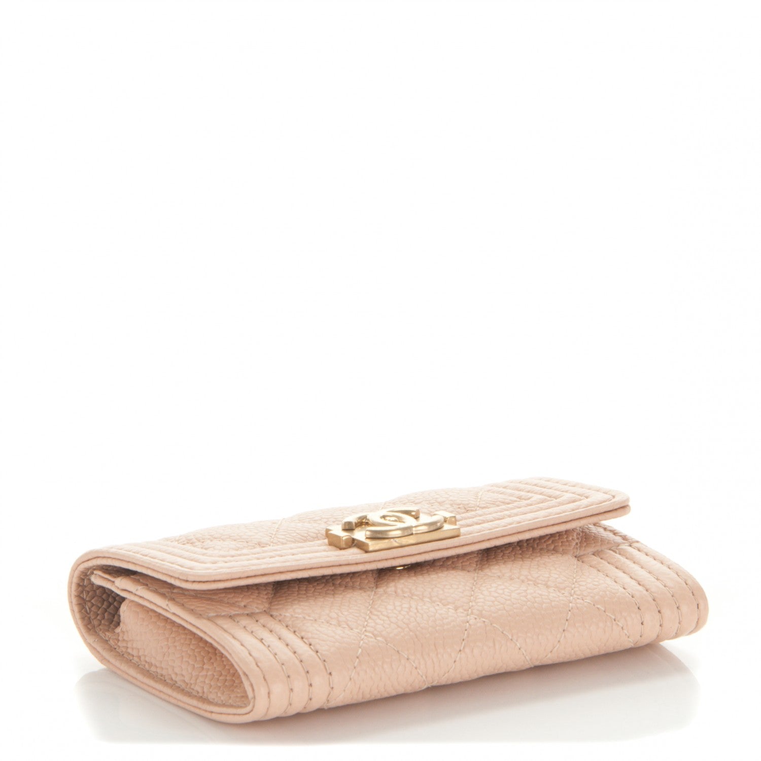 Chanel Caviar Quilted Boy Card Holder Wallet Beige Clair 4 of 8
