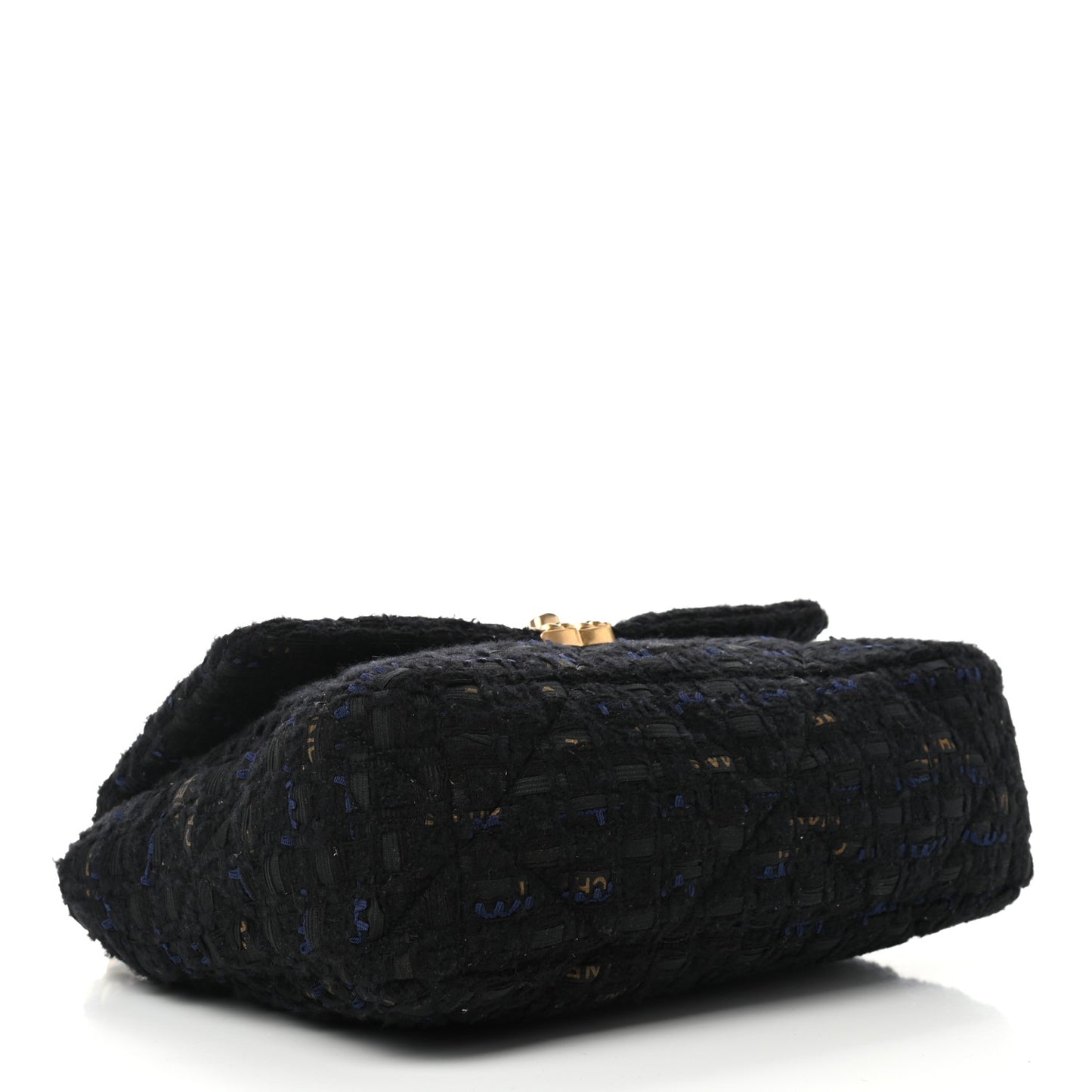 Tweed Quilted Large Chanel 19 Flap Black Navy Gold