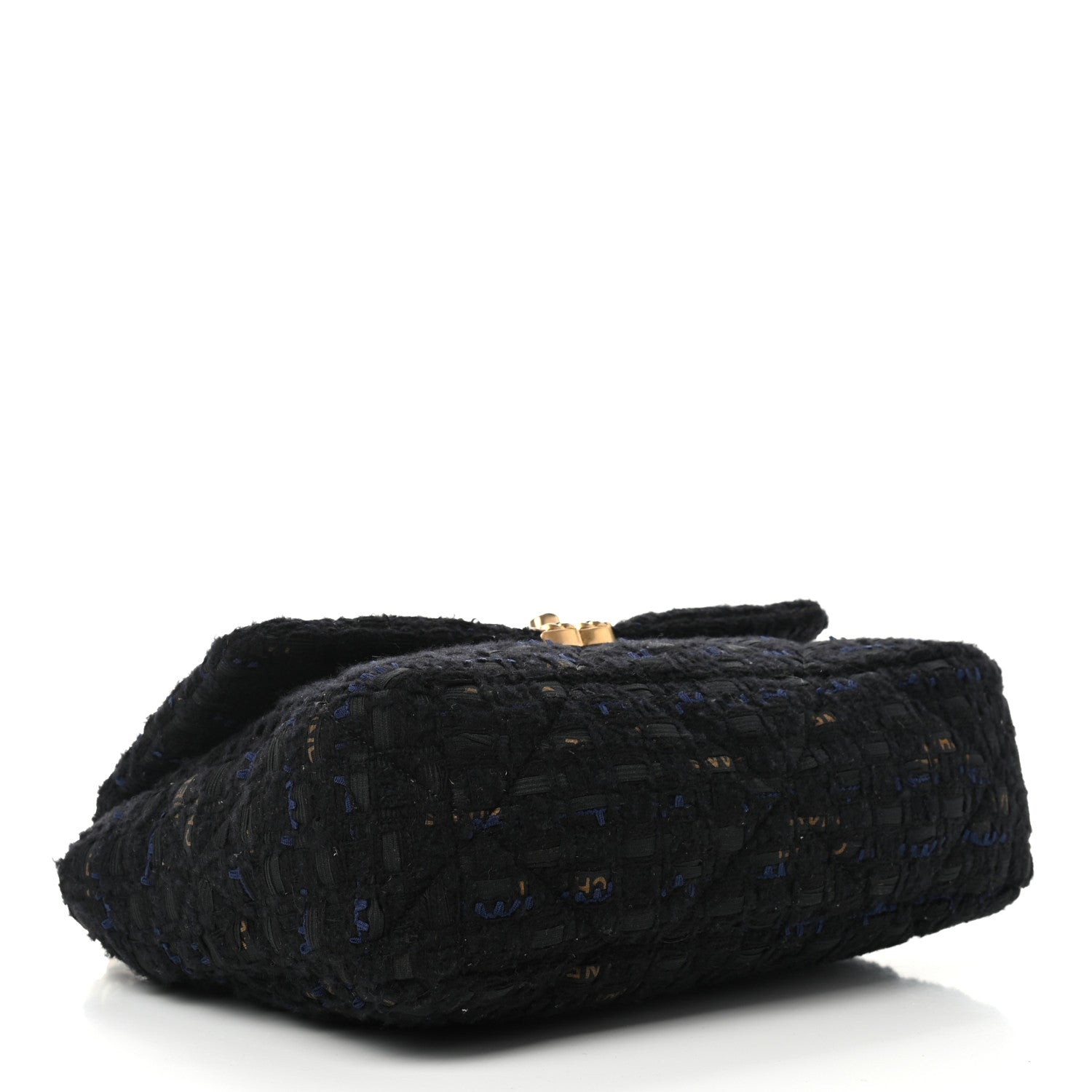 Chanel Tweed Quilted Large Chanel 19 Flap Black Navy Gold 4 of 9