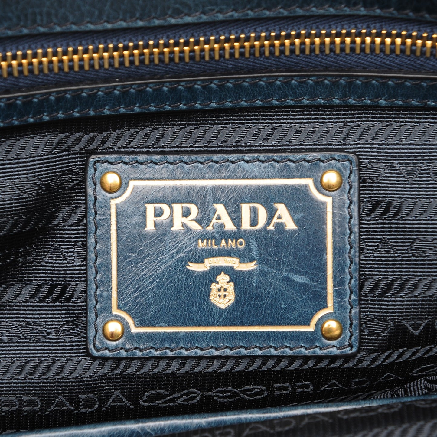 Vitello Shine Shopping Satchel Denim