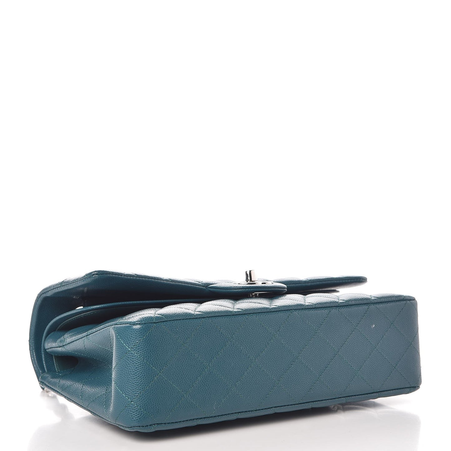 Caviar Quilted Medium Double Flap Dark Turquoise