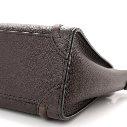 Celine Drummed Calfskin Nano Luggage Brown 9 of 13