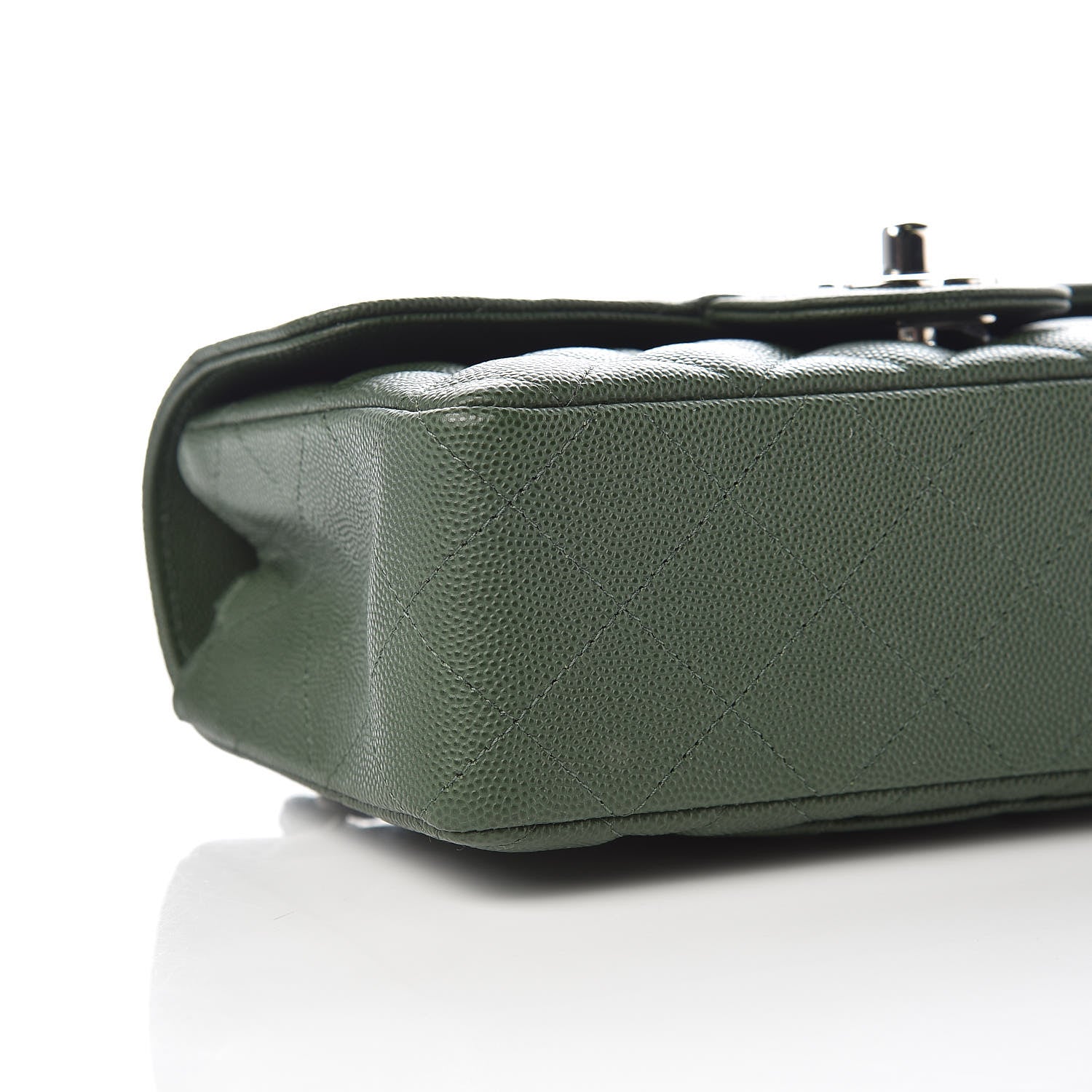 Chanel Caviar Quilted Mini Rectangular Flap Dark Green 5 of 9