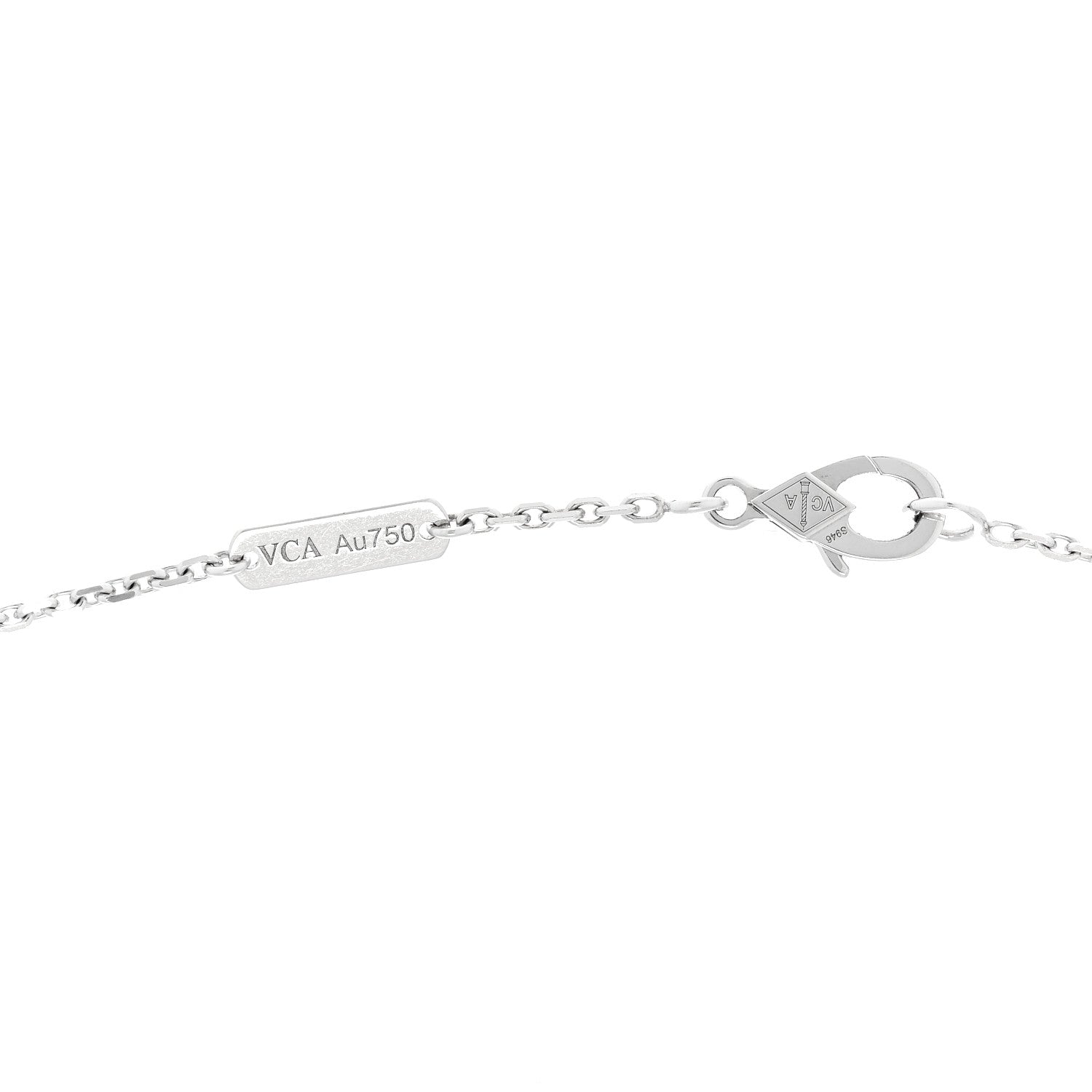 Van Cleef & Arpels 18k White Gold Chalcedony Vintage Alhambra Pendant Necklace 4 of 5