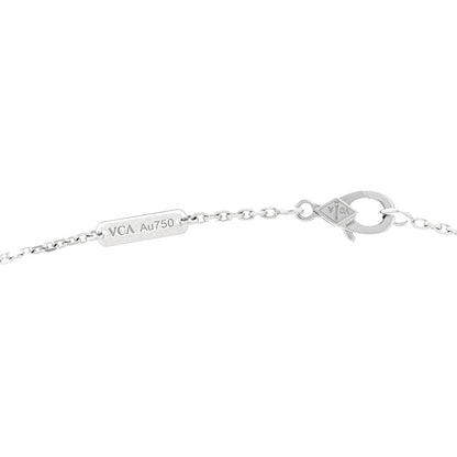 Van Cleef & Arpels 18k White Gold Chalcedony Vintage Alhambra Pendant Necklace 4 of 5