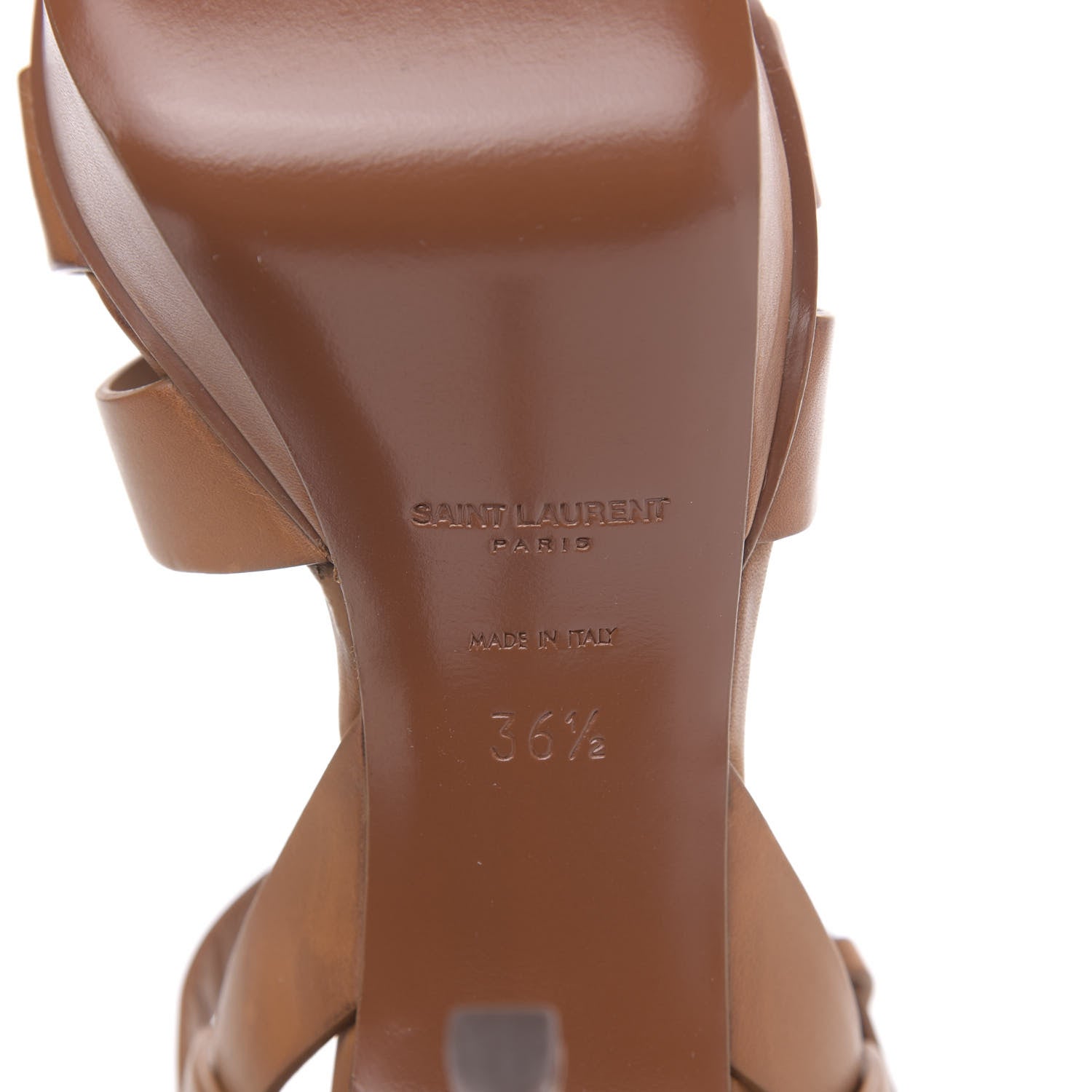 Saint Laurent Calfskin Tribute 75 Platform Sandals 36.5 Amber 7 of 11