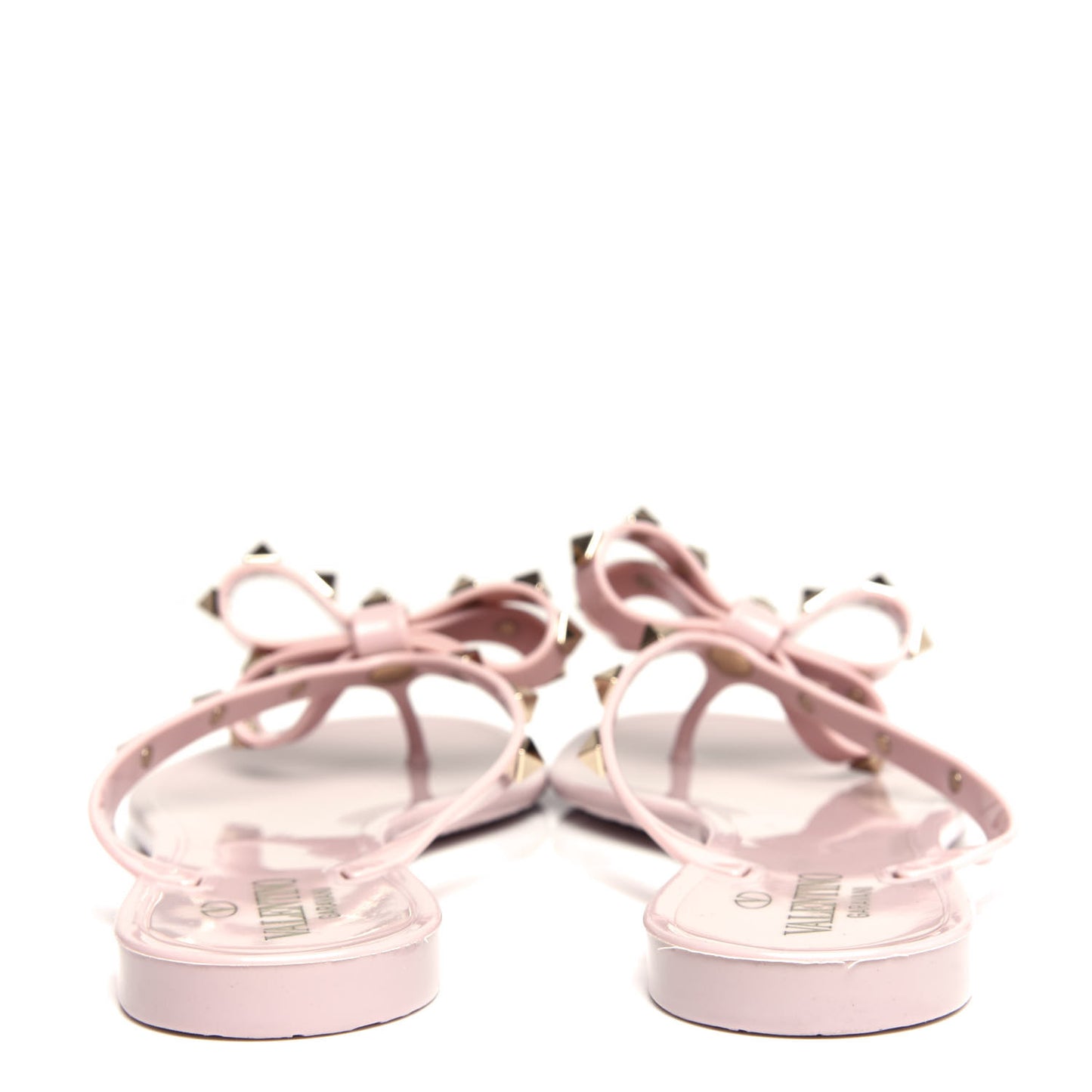 PVC Jelly Rockstud Bow Thong Sandals 40 Water Rose