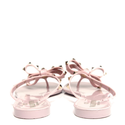 Valentino Garavani PVC Jelly Rockstud Bow Thong Sandals 40 Water Rose 7 of 10