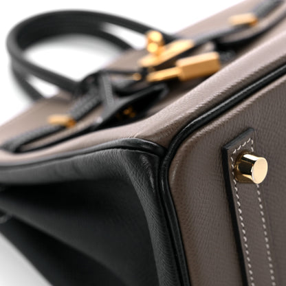 Hermes Epsom Horseshoe Birkin 25 Etoupe Black 8 of 12