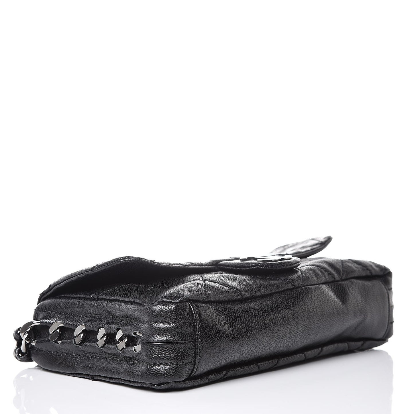 Glazed Caviar Quilted Modern Chain Flap Black