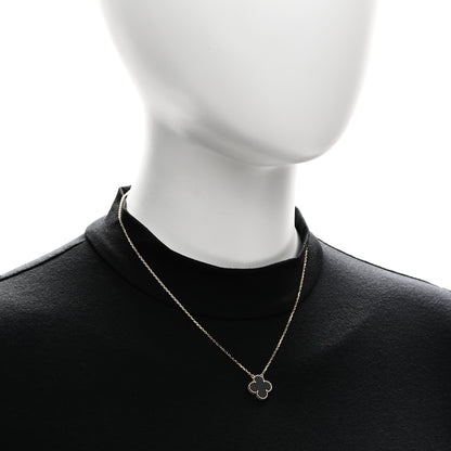Van Cleef & Arpels 18K Yellow Gold Black Onyx Vintage Alhambra Pendant Necklace 2 of 4