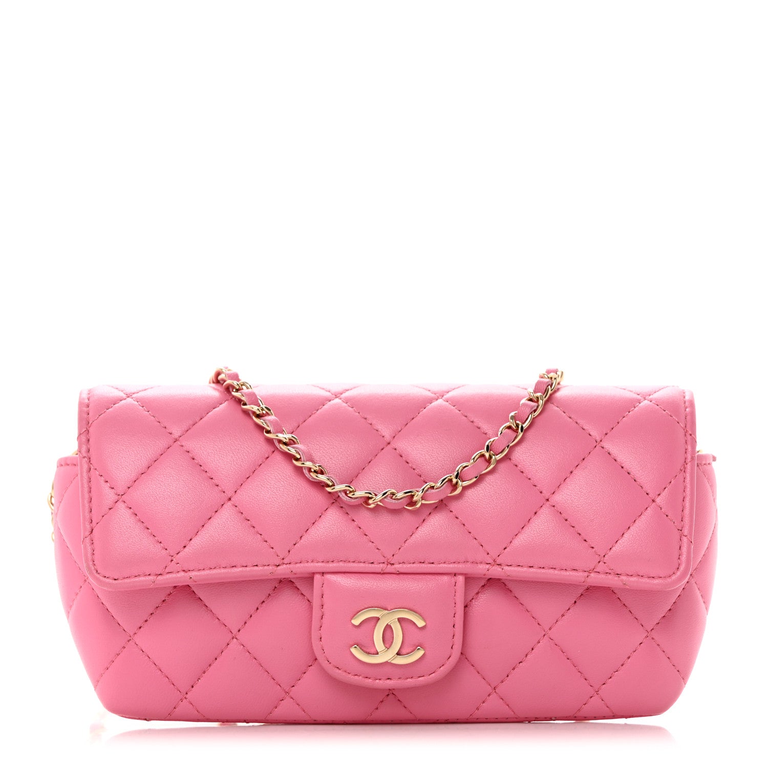 Chanel Lambskin Quilted Glasses Case with Chain Pink 1 of 9