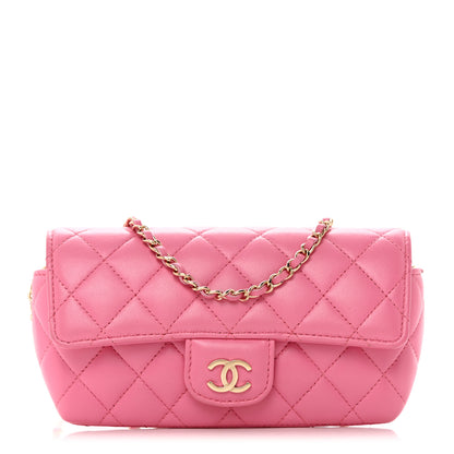Chanel Lambskin Quilted Glasses Case with Chain Pink 1 of 9