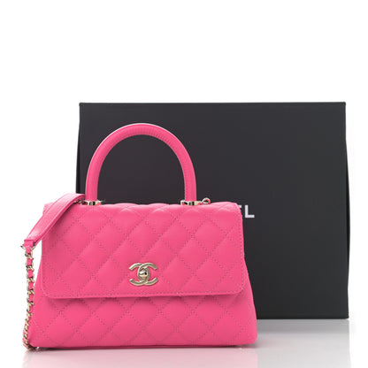 Chanel Caviar Quilted Mini Coco Handle Flap Rose 9 of 9