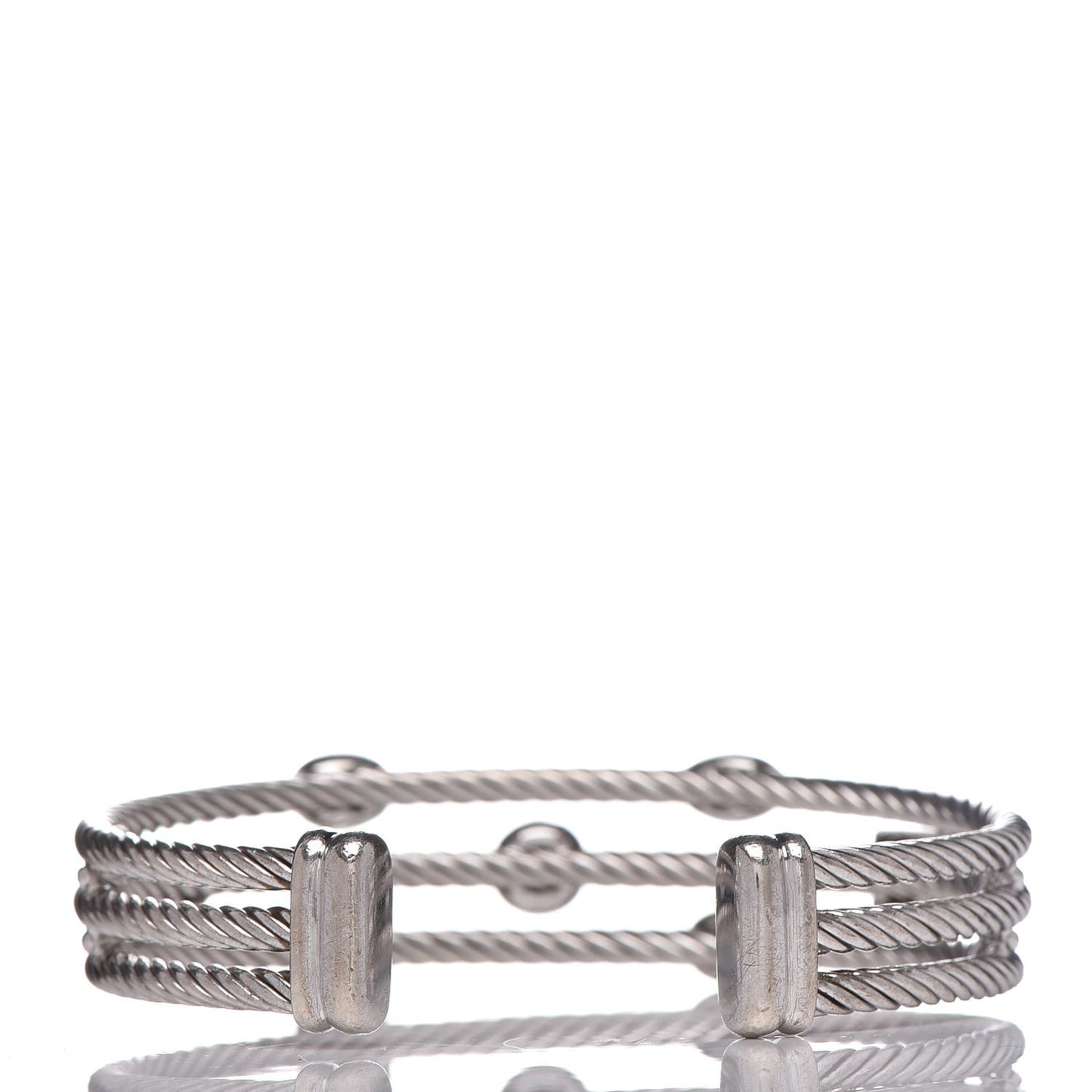 Sterling Silver Diamond Three Row Confetti Cuff Bracelet