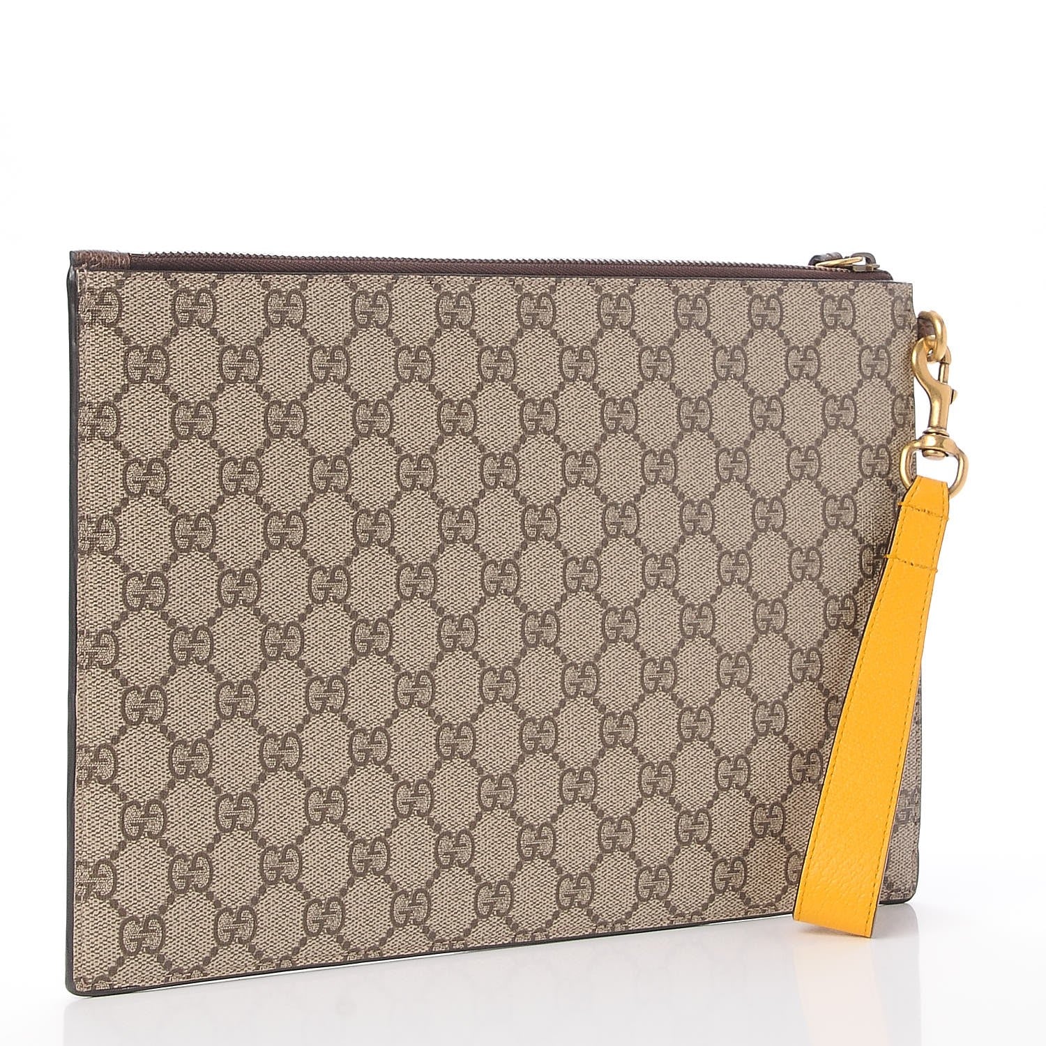 Gucci GG Supreme Monogram Neo Vintage Zip Wristlet Pouch Beige New Acero Crop 2 of 7