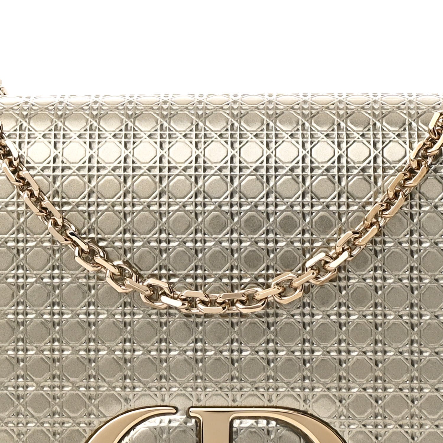 Christian Dior Metallic Patent Micro-Cannage 30 Montaigne 2 in 1 Pouch Gold 8 of 10