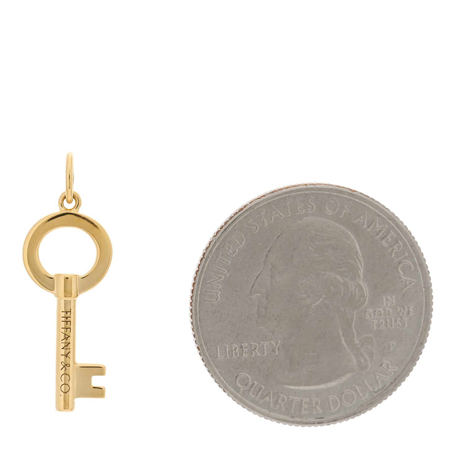 Tiffany 18K Yellow Gold Mini Modern Keys Open Round Key Pendant 2 of 3