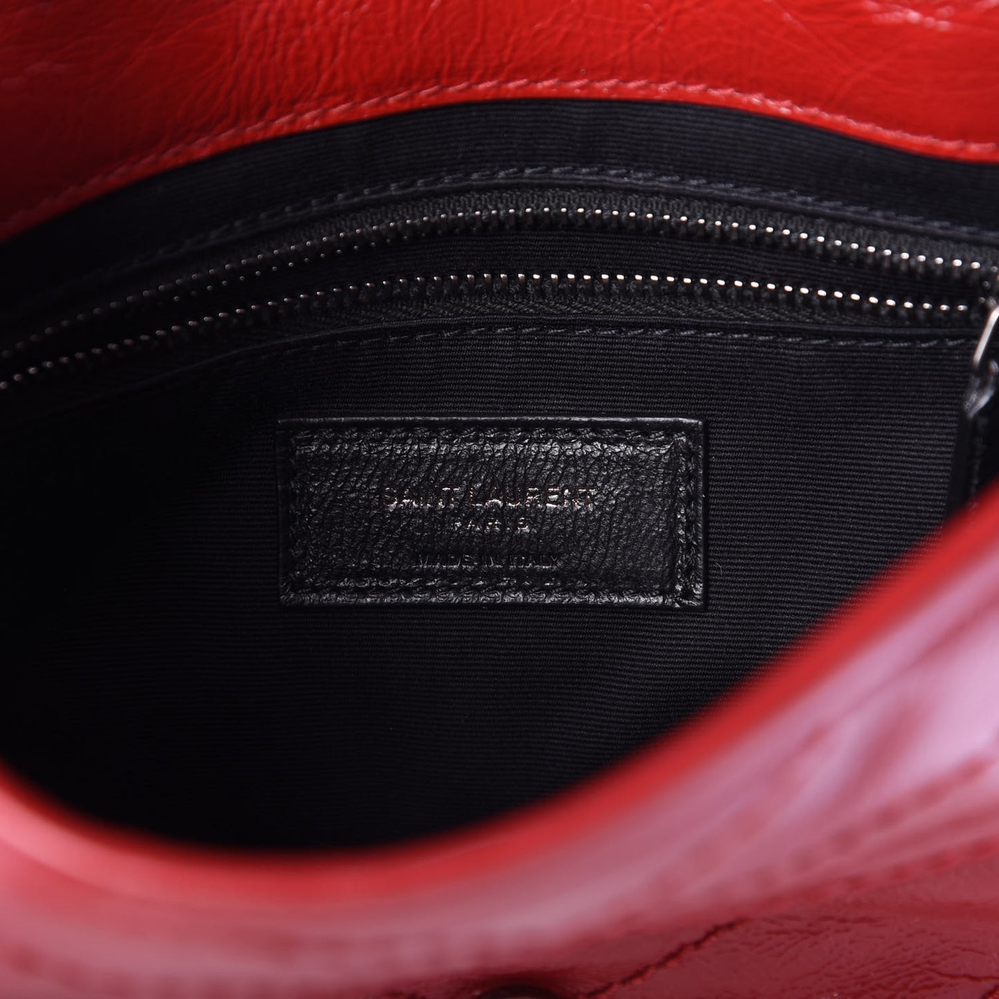 Crinkled Calfskin Matelasse Monogram Niki Chain Wallet Red