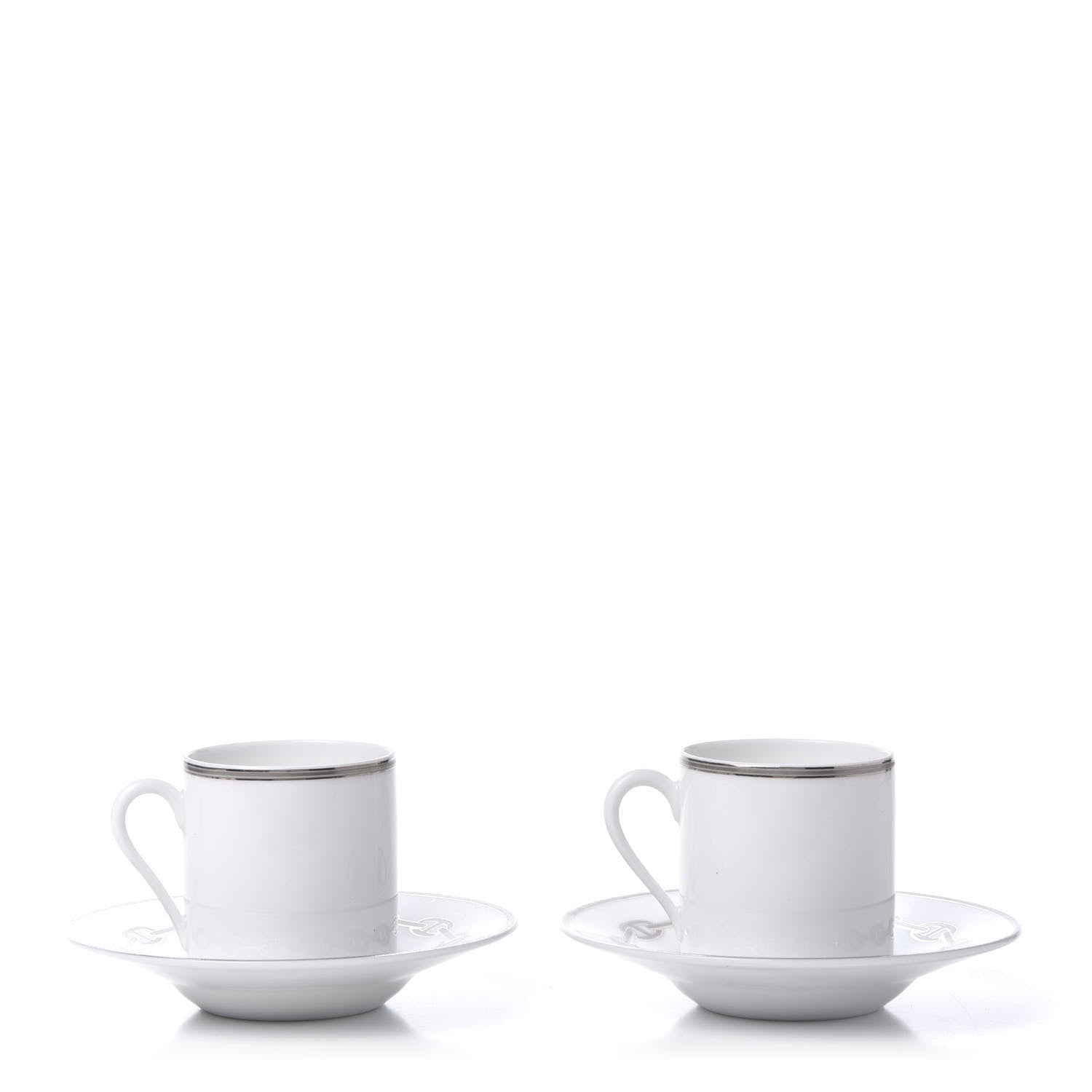 Hermes Porcelain Platinum Chaine d'Ancre Tea Cup and Saucer Set of 2 2 of 7