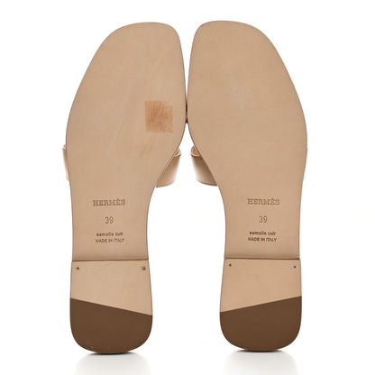 Hermes Calfskin Oran Sandals 39 Beige Natuarl 5 of 8