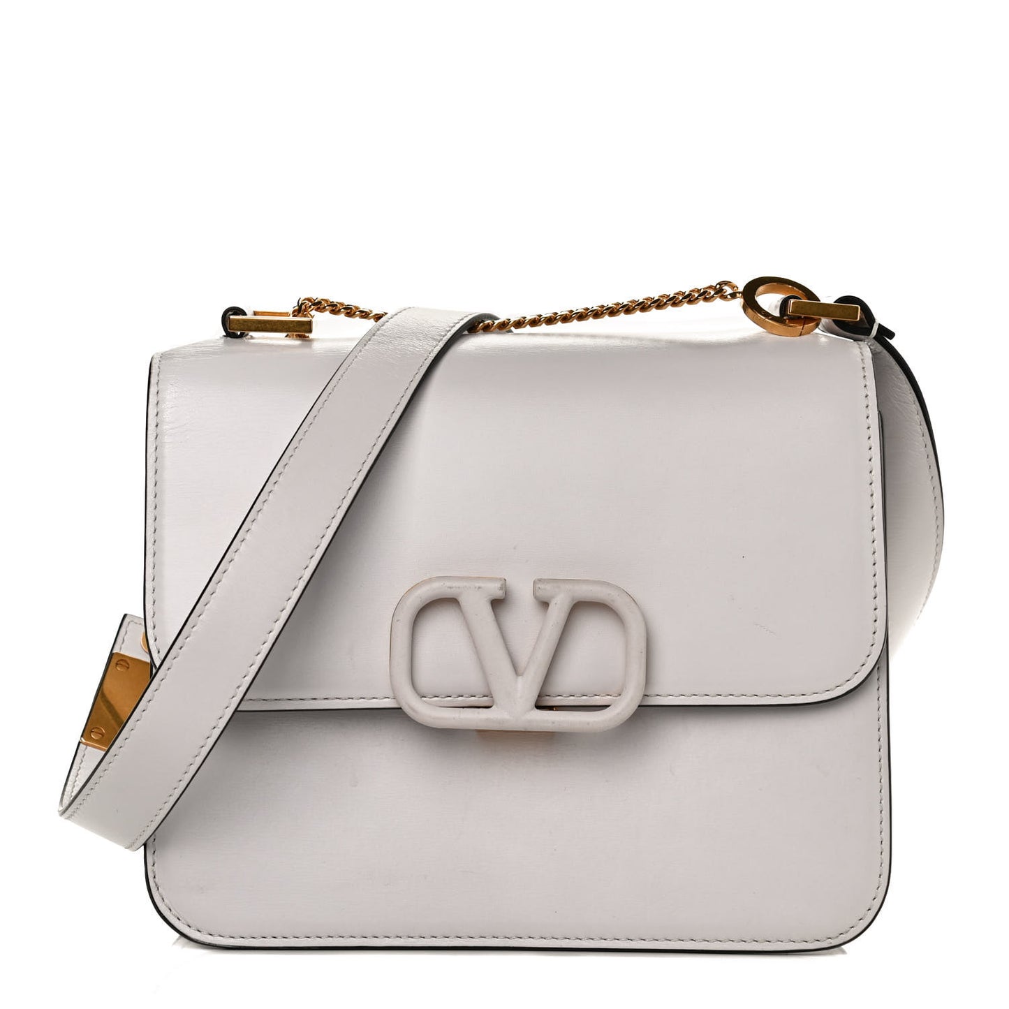 Smooth Calfskin Small VSling Shoulder Bag White