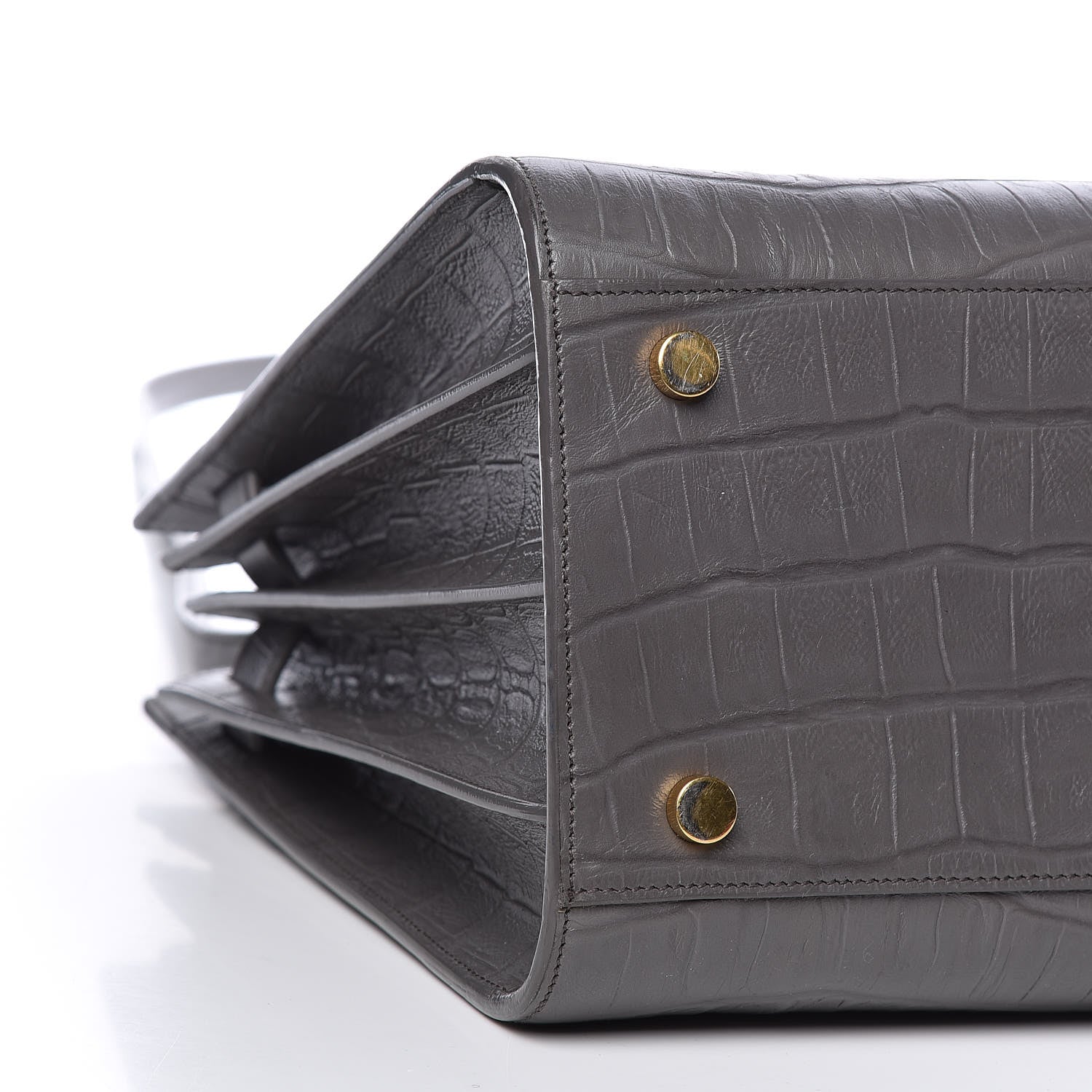 Saint Laurent Calfskin Crocodile Embossed Small Sac De Jour Earth 9 of 10