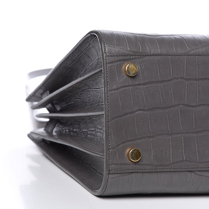 Saint Laurent Calfskin Crocodile Embossed Small Sac De Jour Earth 9 of 10