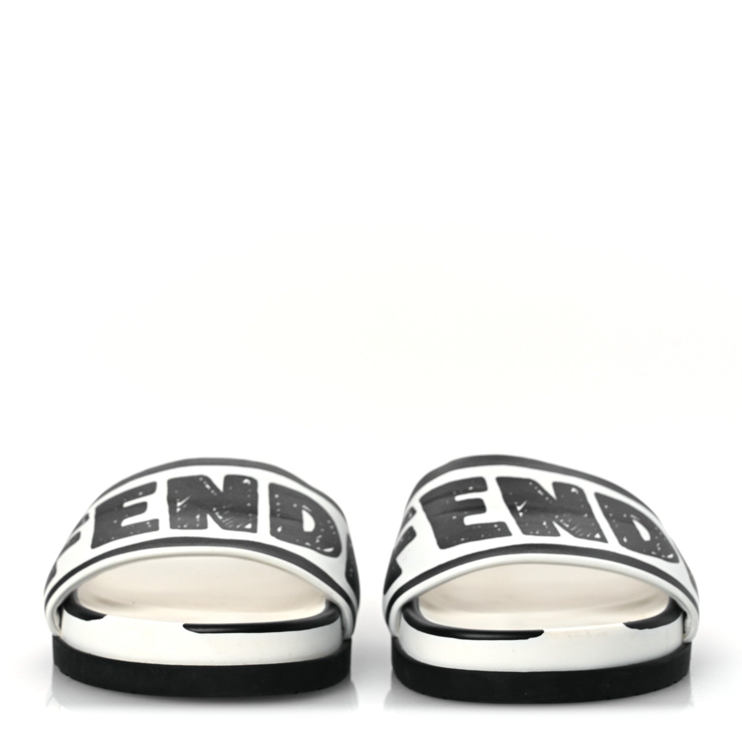 Fendi X JOSHUA VIDES Roma Calfskin Fussbetts Slide Sandals 37 Snow White Black 3 of 13