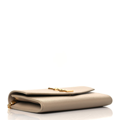 Saint Laurent Grain De Poudre Monogram Uptown Chain Wallet Dark Beige 5 of 13