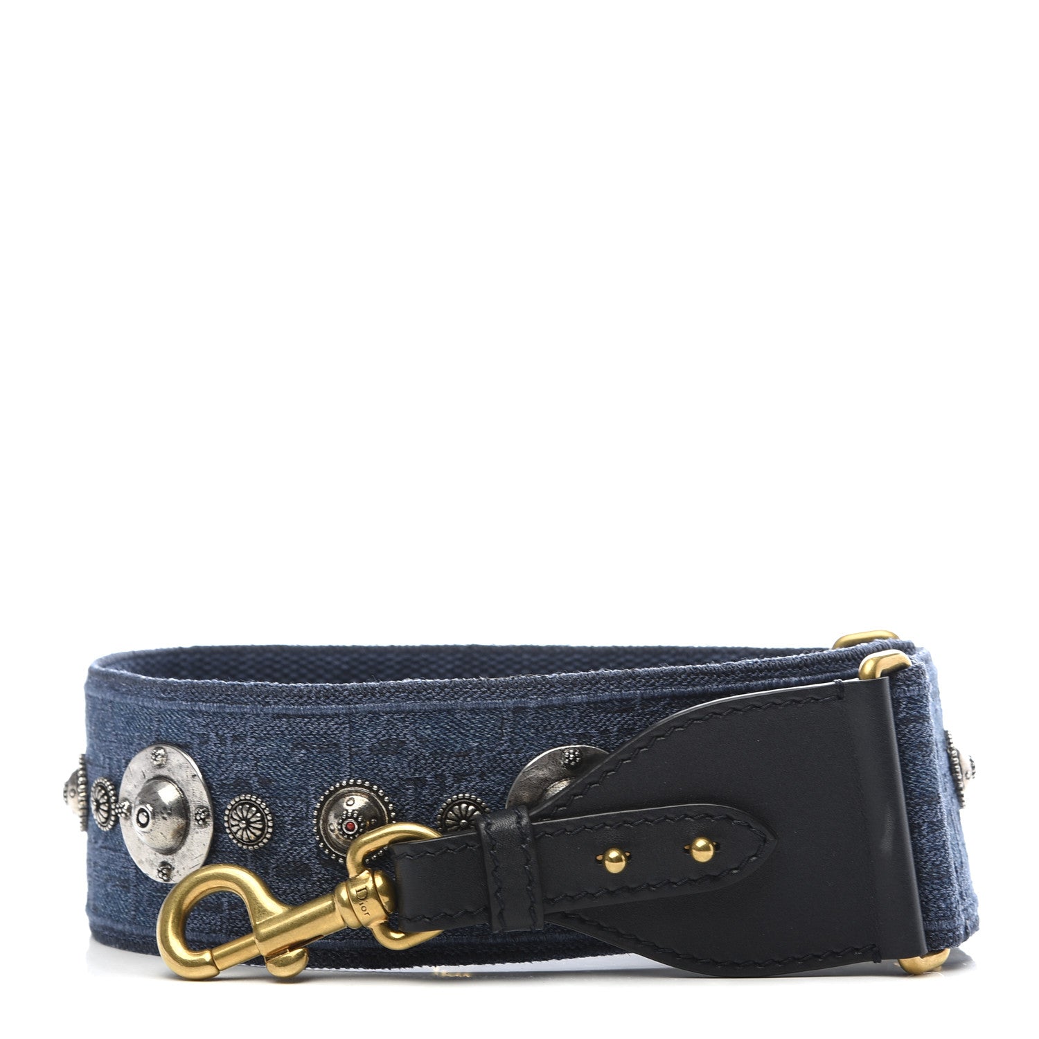 Christian Dior Oblique Studded Shoulder Strap Blue 1 of 4