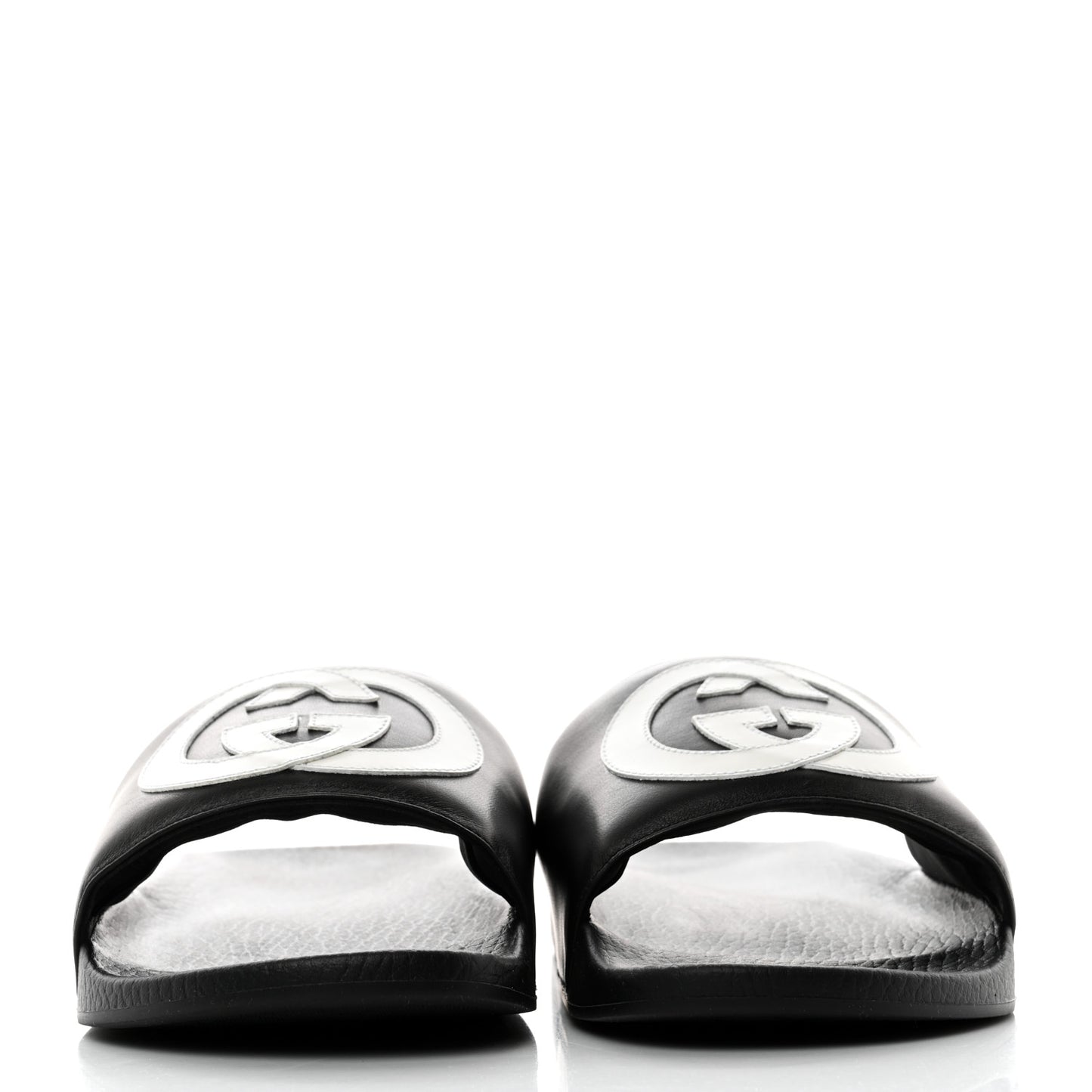Nappa Miro Soft Calfskin Interlocking G Mens Slide Sandals 8 Black White