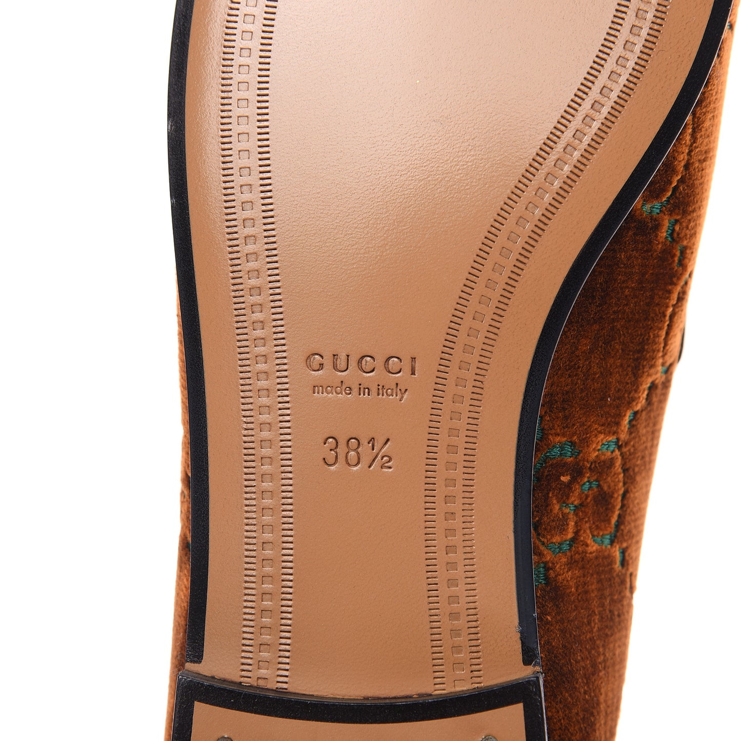 Velvet GG Monogram Horsebit Womens Jordaan Loafers 38.5 Cognac Green