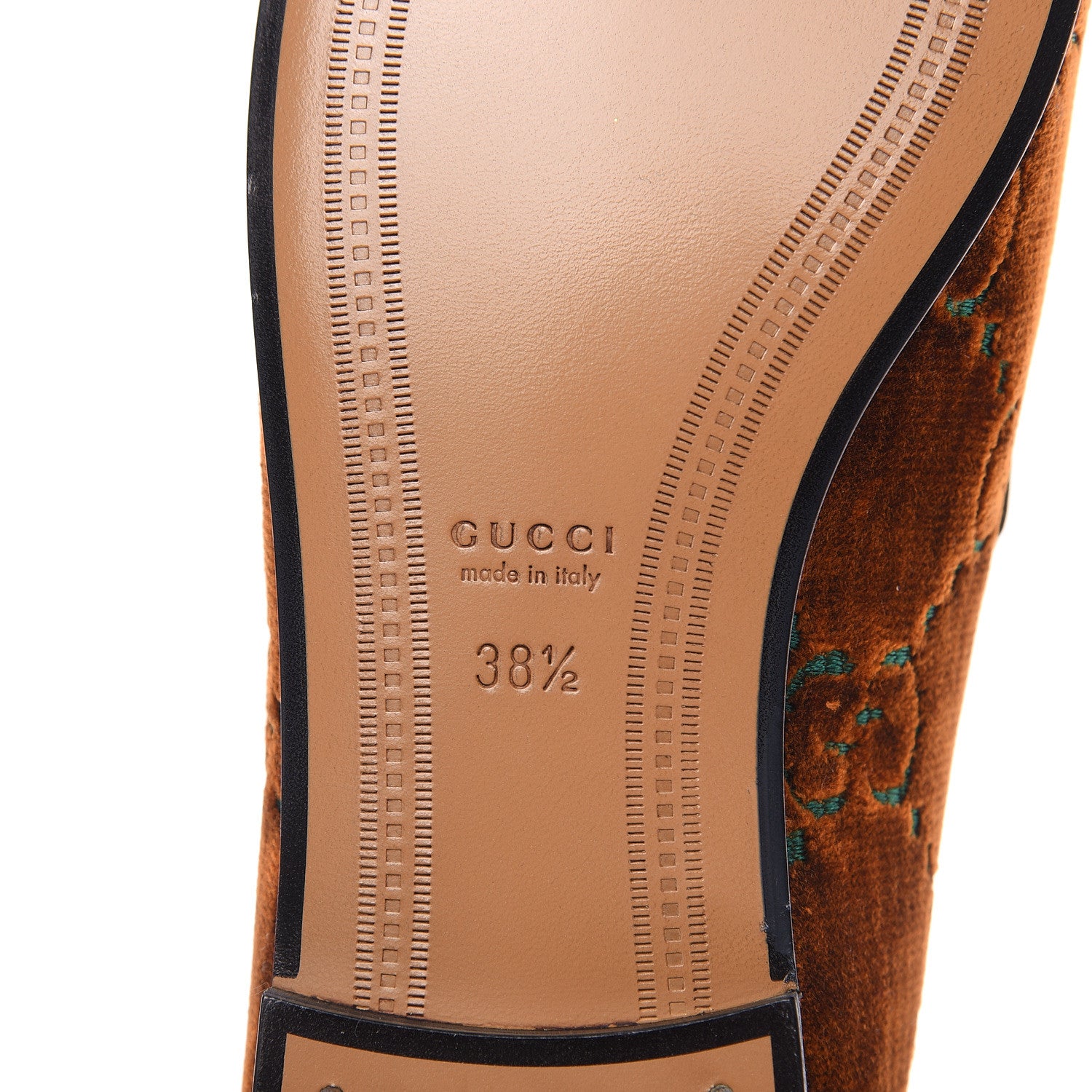 Gucci Velvet GG Monogram Horsebit Womens Jordaan Loafers 38.5 Cognac Green 8 of 11