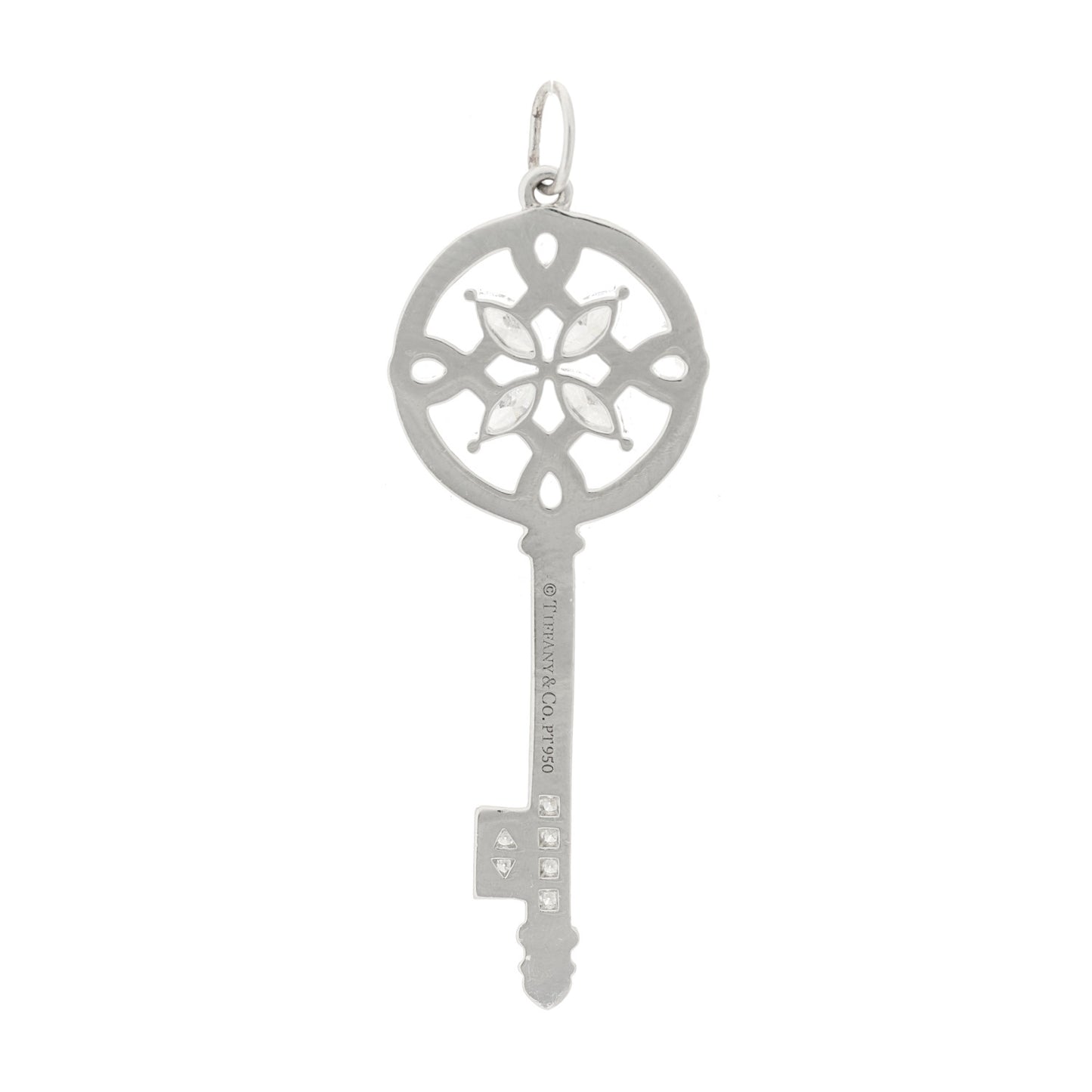 Platinum Diamond Victoria Round Key Pendant