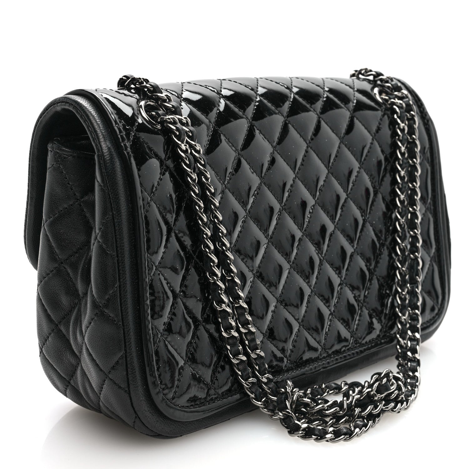 Chanel Patent Quilted Classic Twist Flap Bag Black 3 of 10