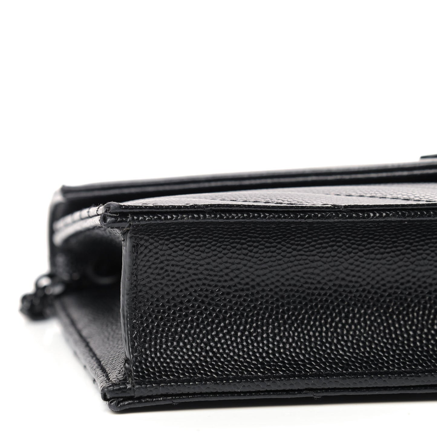 Grain De Poudre Matelasse Chevron Monogram Envelope Chain Wallet Black
