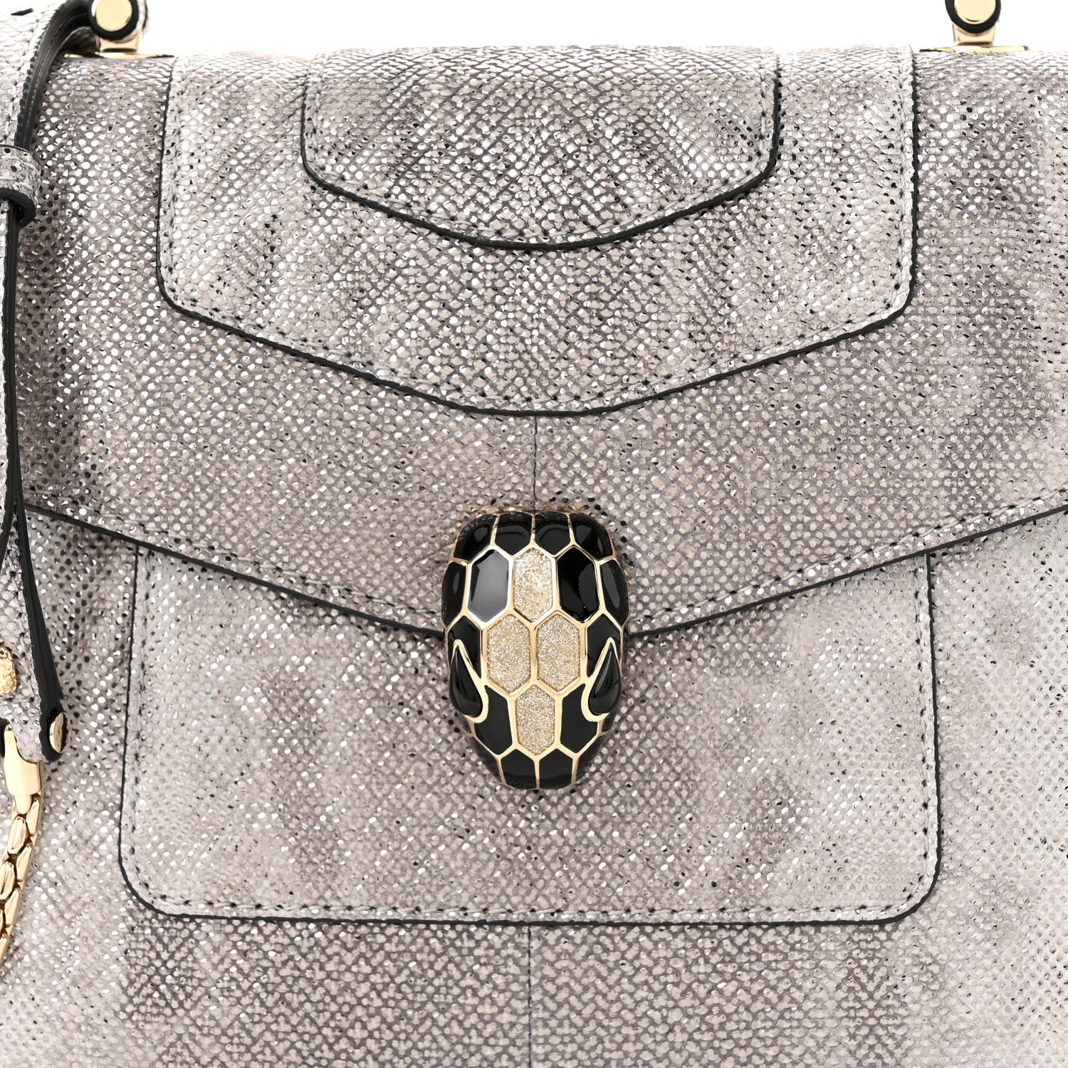 Bulgari Metallic Karung Serpenti Forever Top Handle White Agate 9 of 11