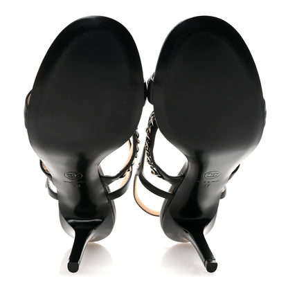 Chanel Lambskin Chain Strap Sandals 41 Black 6 of 9