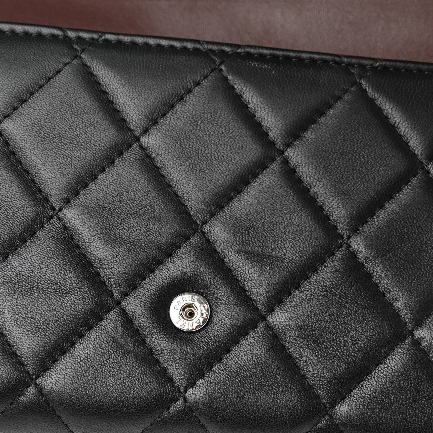 Lambskin Quilted Large Flap Wallet Black