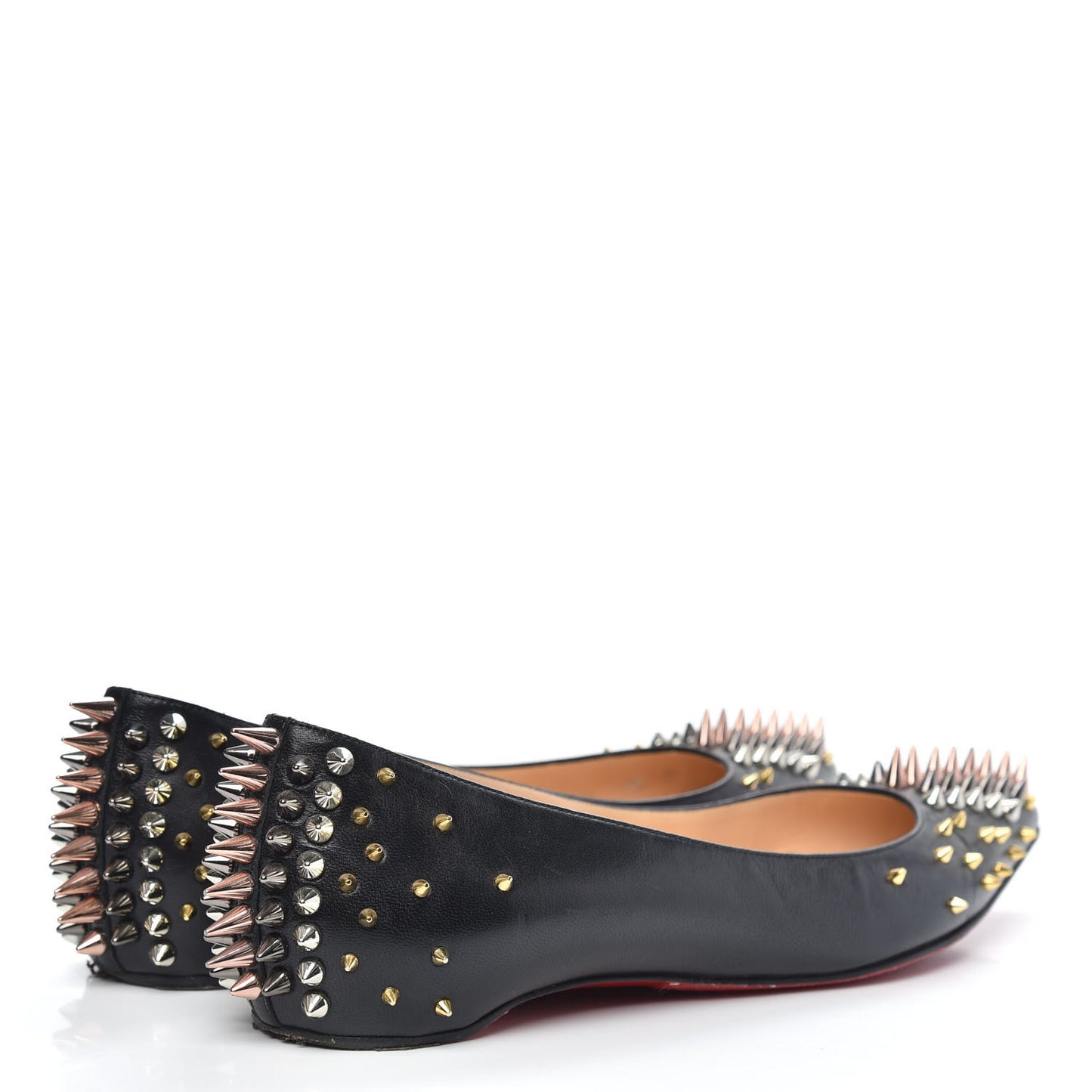 Shiny Nappa Goldoflat Spikes Flats 37.5 Black