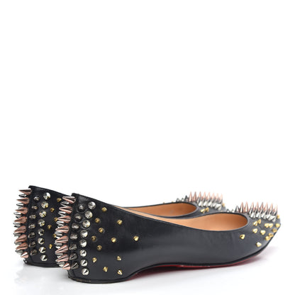 Christian Louboutin Shiny Nappa Goldoflat Spikes Flats 37.5 Black 4 of 12