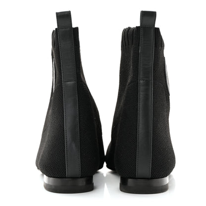 Hermes Knit Calfskin Duo Ankle Boots 36 Black 5 of 11