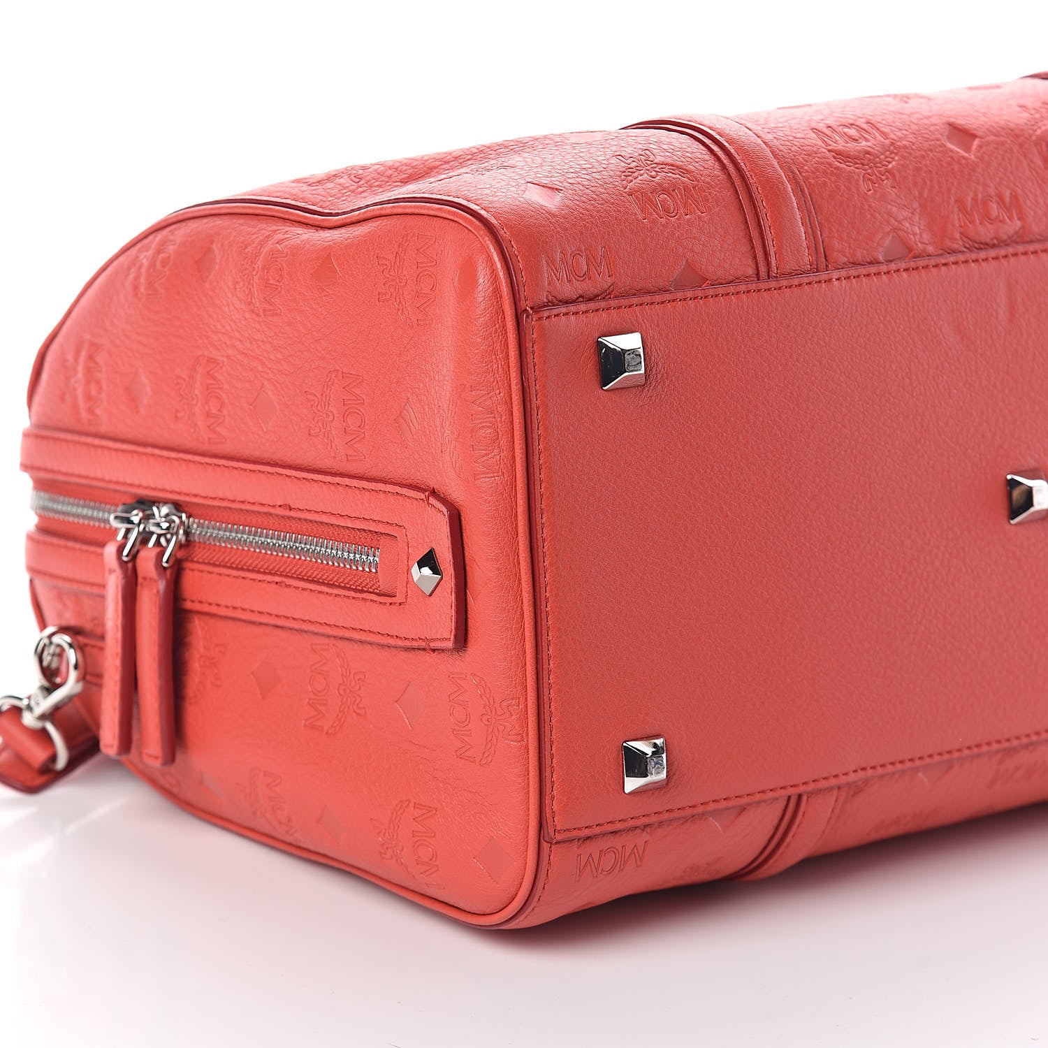 MCM Visetos Medium Essential Boston Bag Coral 8 of 9