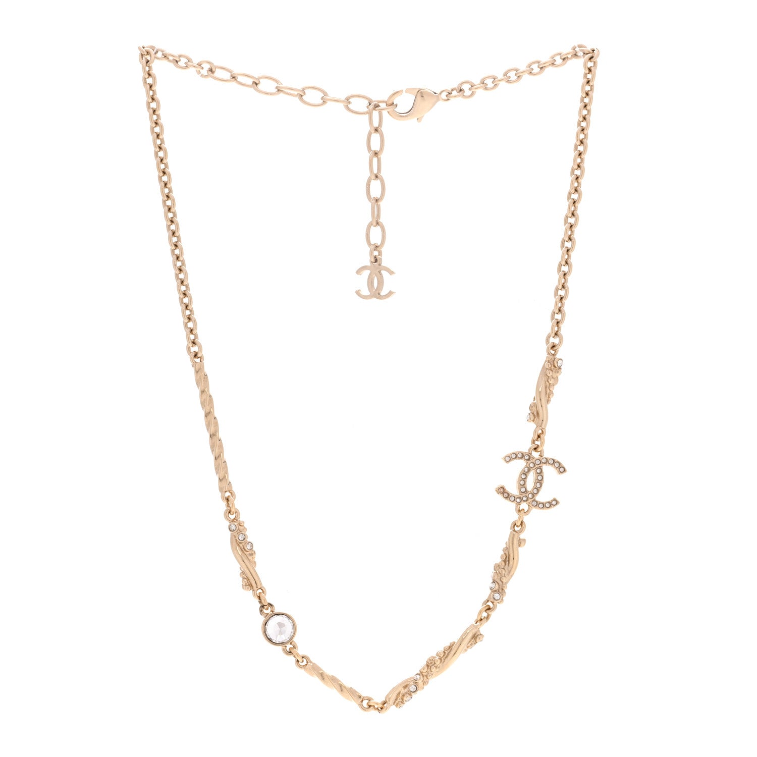 Chanel Crystal CC Twist Short Necklace Gold 3 of 6
