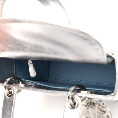 Christian Dior Metallic Grained Calfskin Cannage Small Lucky Badges My Lady Dior Silver 5 of 13